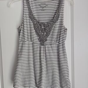 Sonoma Charcoal and White Striped Tank Top